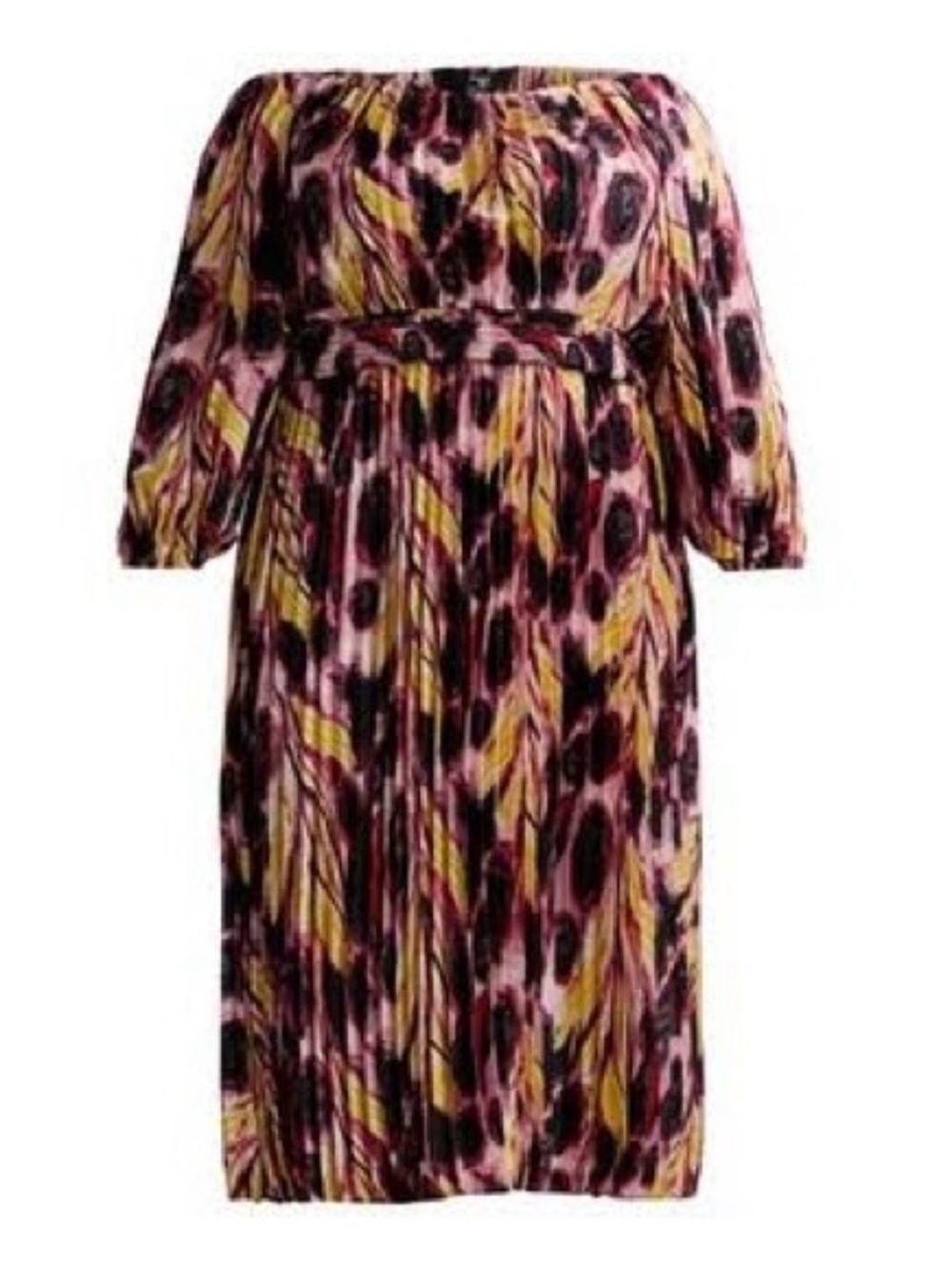 Terra and Sky Black Label Plus Size Off-Shoulder Multicolor Pleated Dress